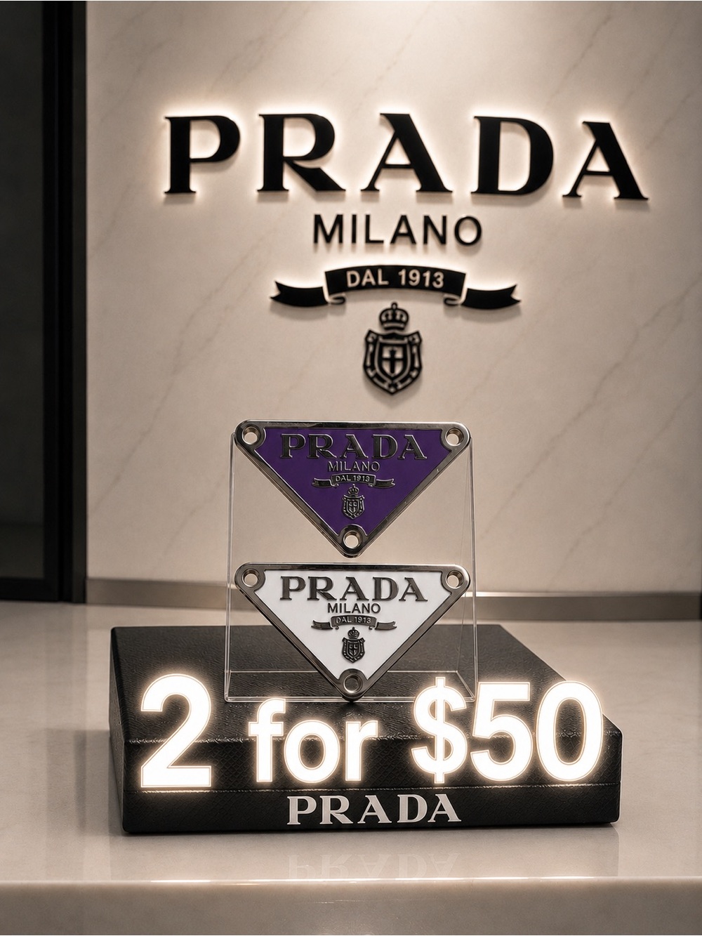 Prada stamped Triangle Logo Charms /pendants/Zipper (2)